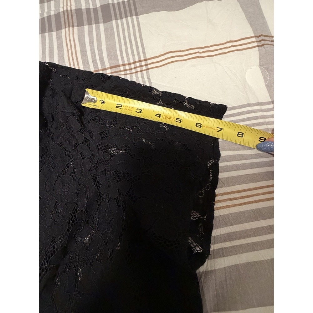TORRID Black Lace Top~ Sz L~ Short Slv Placket V Neck Goth Vamp Dark Fairy - Picture 11 of 13